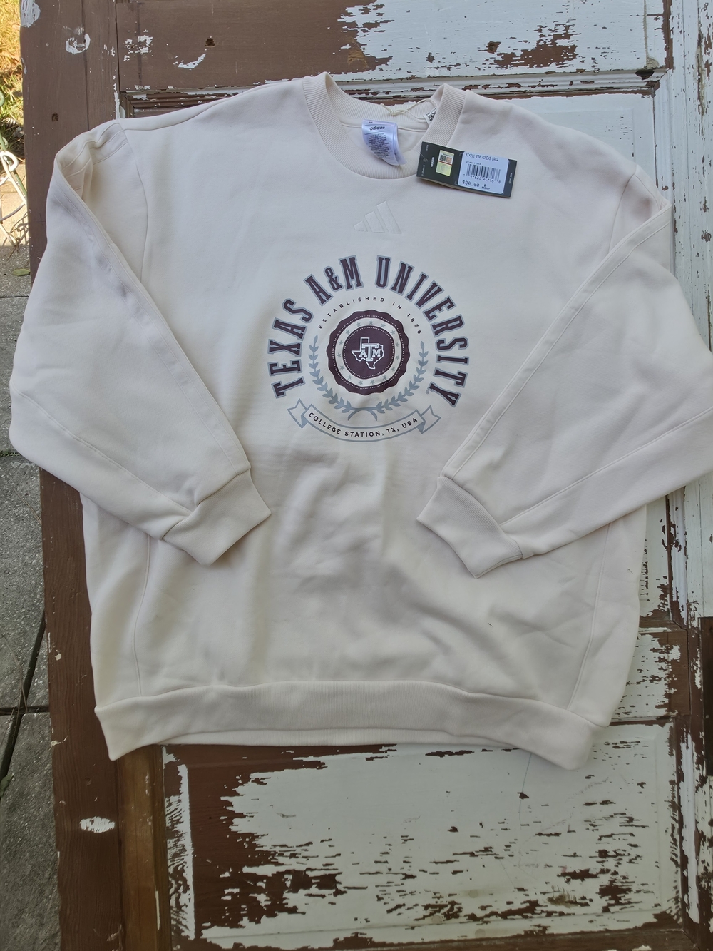 Adidas Texas A&M University Women’s Crewneck Sweatshirt Med Cream NWT